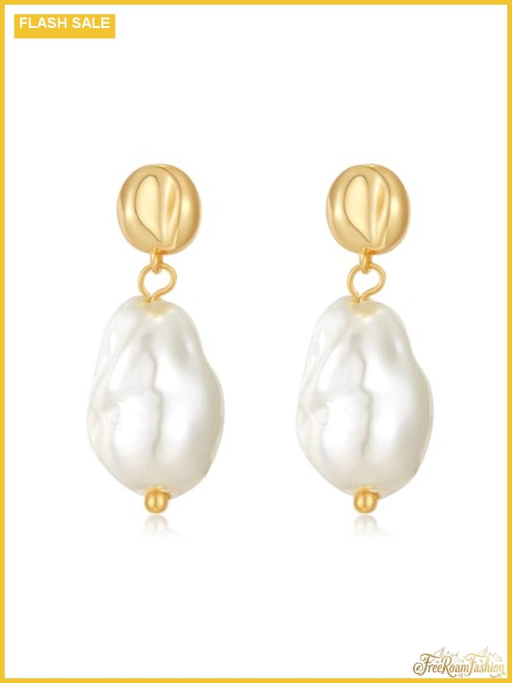 Baroque Pearl Drop Earrings for Women Gold-Tone Vintage Statement Jewelry